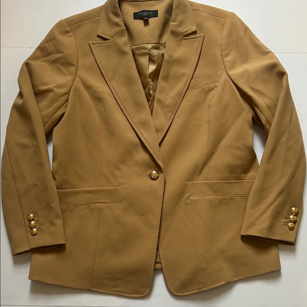 Talbots Camel Blazer with Gold Buttons